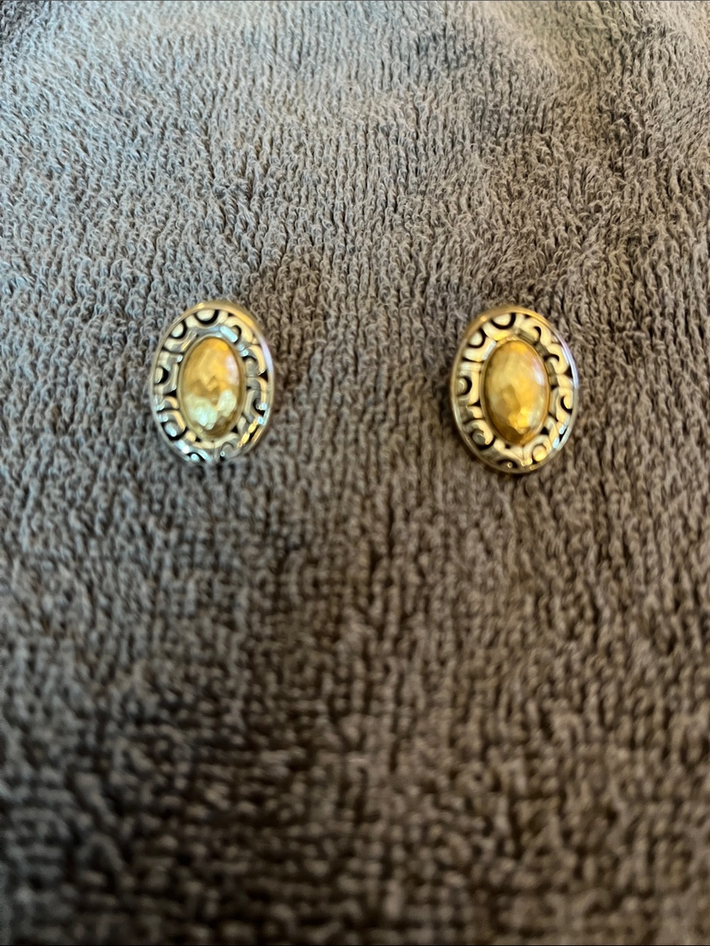 Brighton Goldtone & Silver Oval Stud Earrings